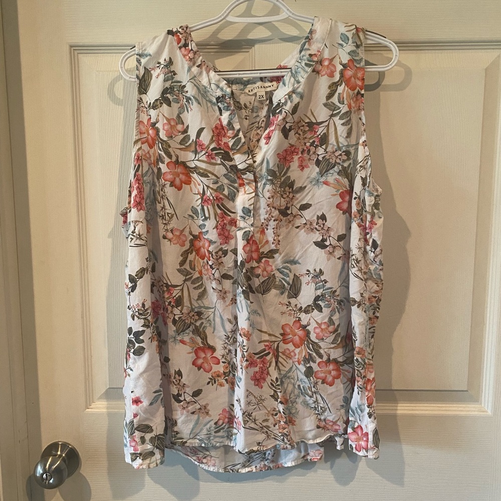 Artisan NY 2X floral tank